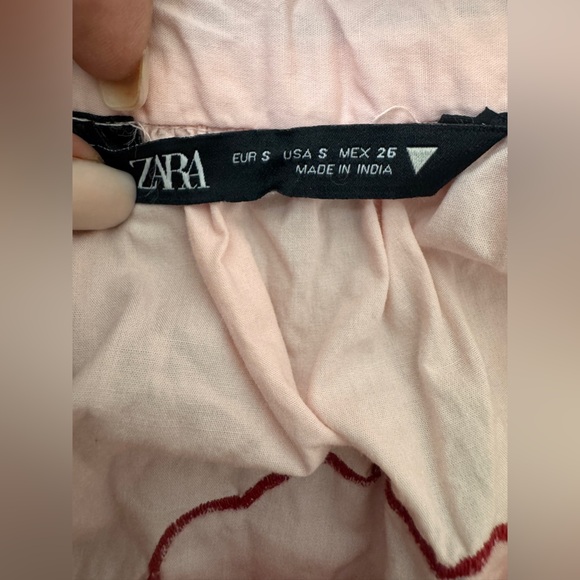 Zara Bohemian Pink Maxi Dress with Red Embroidery Size Small. D25 - Picture 9 of 14